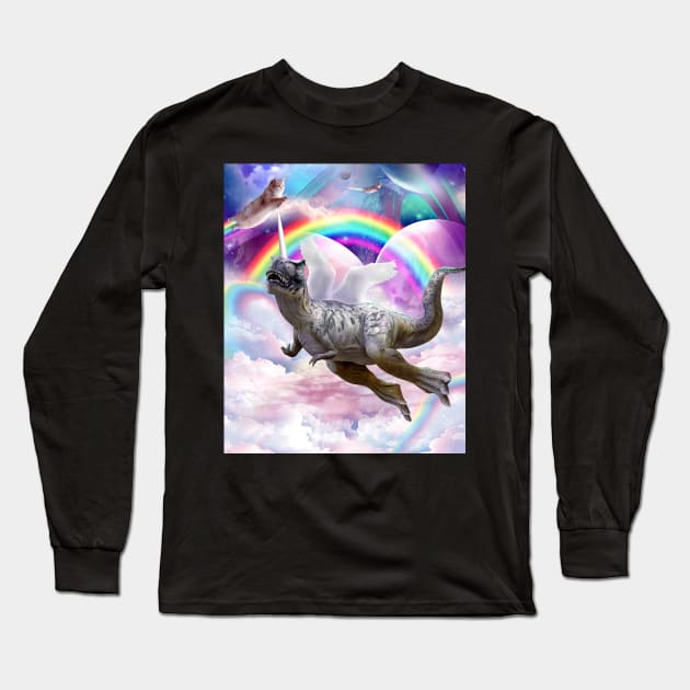 Rainbow Dinosaur Unicorn Dinocorn Long Sleeve T-Shirt by Random Galaxy